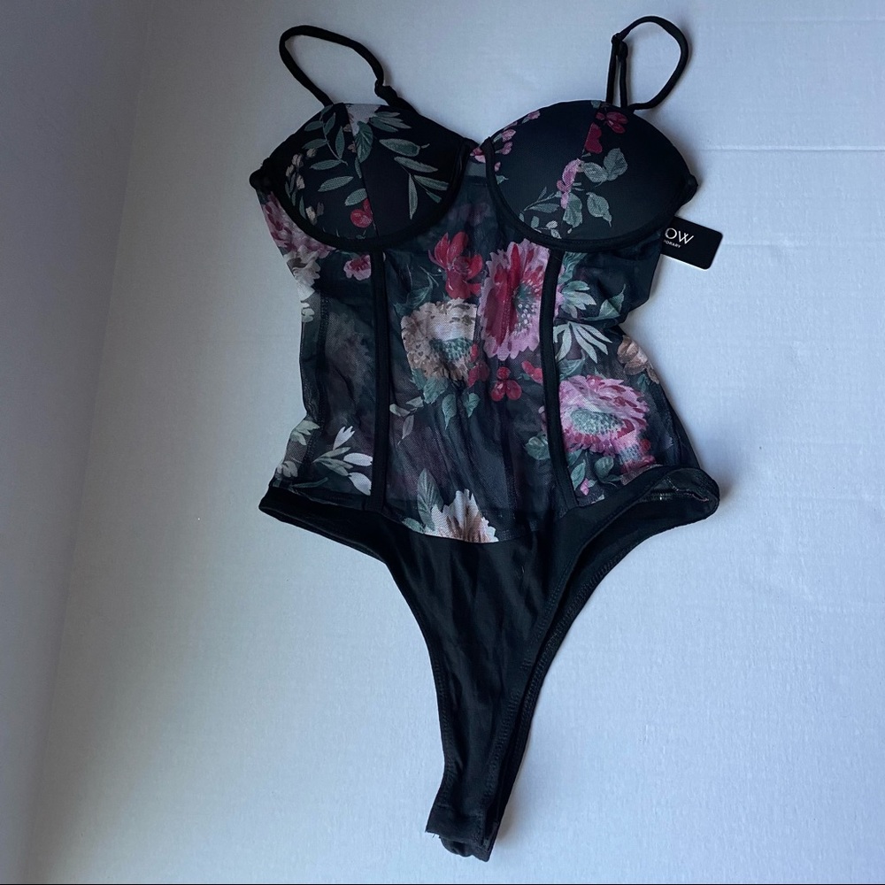 Flower Print Mesh Bodysuit